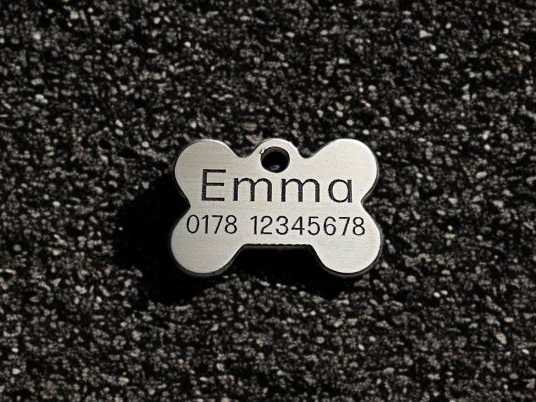 Hundemarke Edelstahl Knochen 28 mm