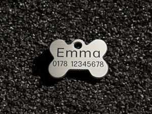 Hundemarke Edelstahl Knochen 28 mm