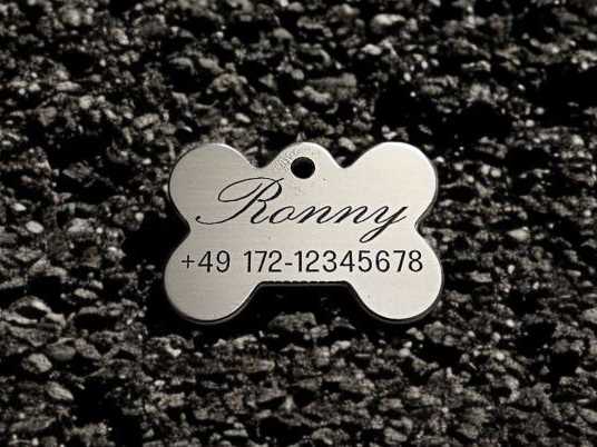 Hundemarke Edelstahl Knochen 33 mm