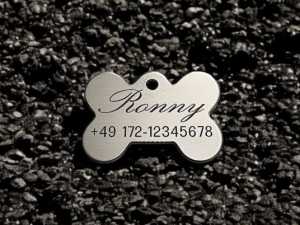 Hundemarke Edelstahl Knochen 33 mm