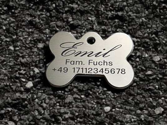 Hundemarke Edelstahl Knochen 38 mm