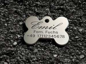 Hundemarke Edelstahl Knochen 38 mm