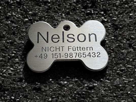 Hundemarke Edelstahl Knochen 44 mm