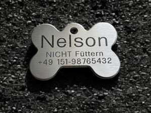 Hundemarke Edelstahl Knochen 44 mm