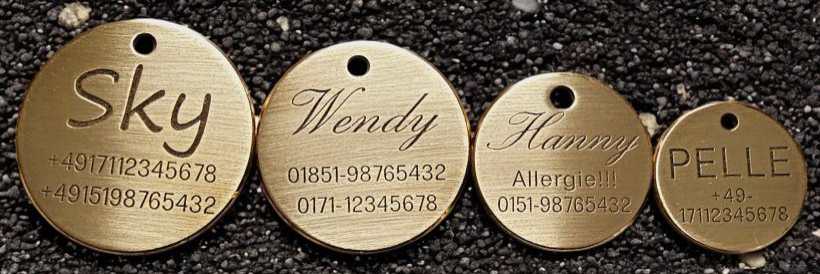 Hundemarke aus Messing rund - Uebersicht