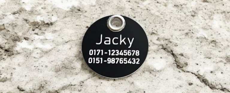 Hundemarke Acryl schwarz/weiß, einseitig