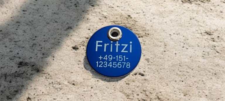 Hundemarke Aluminium rund 25 mm blau