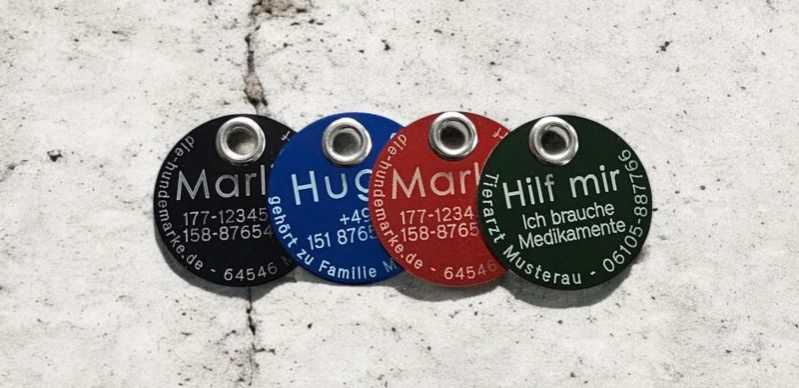 Hundemarke Aluminium 30 mm Uebersicht