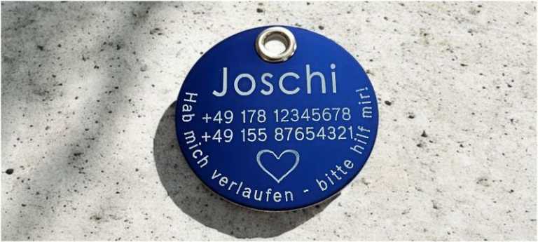 Hundemarke Aluminium 40 mm blau