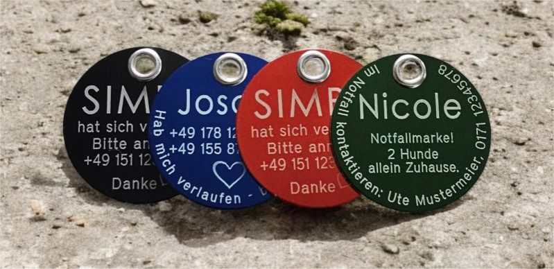 Hundemarke Aluminium 40 mm Uebersicht