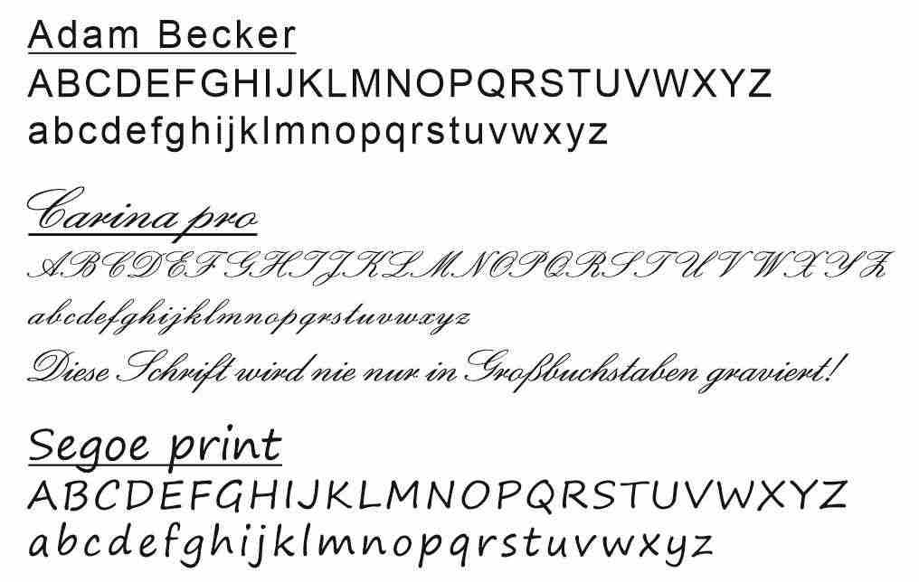 Alu-Hundemarke, ungefärbt - Schriftarten