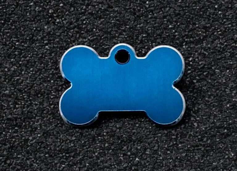 Hundemarke Aluminium Knochen mit Schmuckrand klein, blau