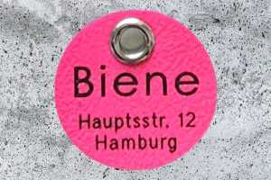 Biothane-Hundemarke rund, 25 mm, darkpink, beidseitig