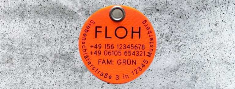 Biothane-Hundemarke rund, 40 mm, neonorange, beidseitig