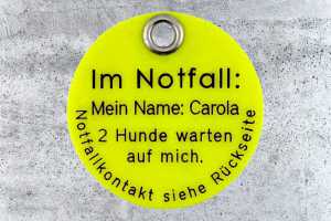 Biothane-Hundemarke rund, 40 mm, neongelb, einseitig