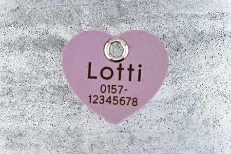 Biothane-Hundemarke Herz, 30 mm, zartflieder, beidseitig