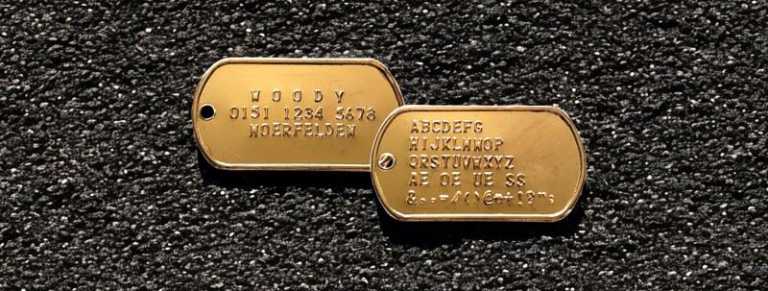 Hundemarke DogTag Messing Paar (goldfarbig)