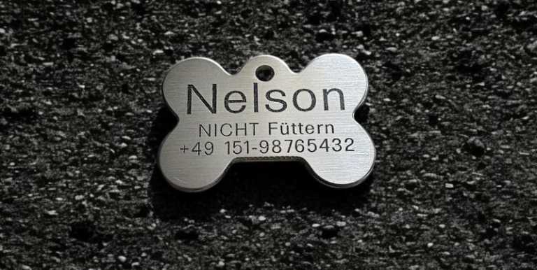Hundemarke Edelstahl Knochen 44 mm, beidseitig