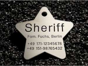 Hundemarke Edelstahl sonstige, Stern, 50 mm, beidseitig