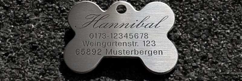 Hundemarke Edelstahl Knochen, 50 mm, einseitig