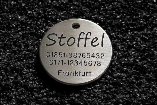 Hundemarke Edelstahl rund 36 mm