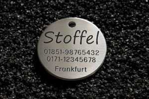 Hundemarke Edelstahl rund 36 mm