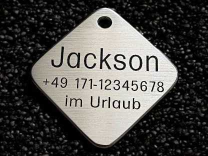 Hundemarke Edelstahl Raute 38 mm