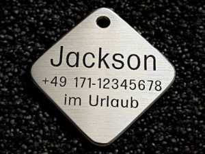 Hundemarke Edelstahl Raute 38 mm