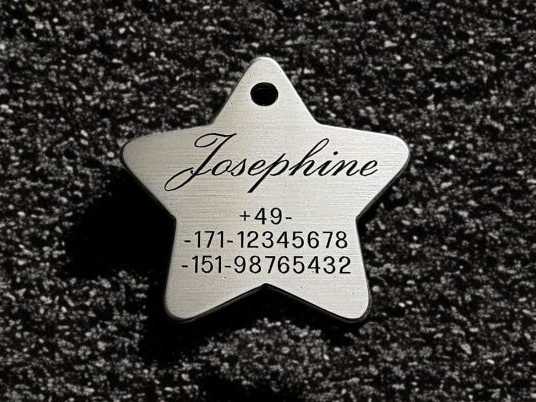 Hundemarke Edelstahl Stern 40 mm