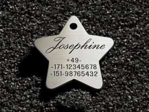 Hundemarke Edelstahl Stern 40 mm