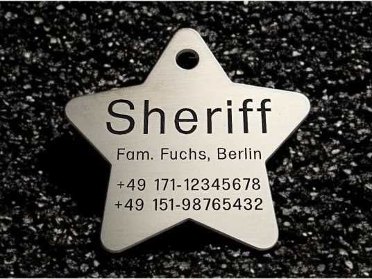 Hundemarke Edelstahl Stern 50 mm