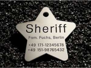 Hundemarke Edelstahl Stern 50 mm