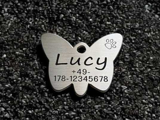 Hundemarke Edelstahl Schmetterling