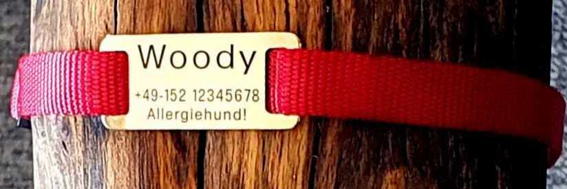 Hundemarke Plakette für flache Halsbandmaterialien bis Breite 16 mm