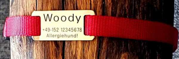 Hundemarke Plakette für flache Halsbandmaterialien bis Breite 16 mm