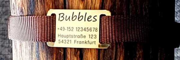 Hundemarke Plakette für flache Halsbandmaterialien bis Breite 23 mm