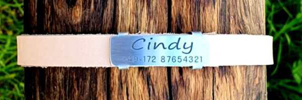 Hundemarke Plakette für dickere Halsbandmaterialien bis Breite 16 mm