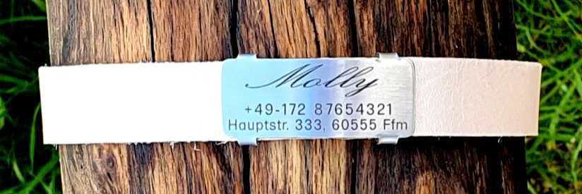 Hundemarke Plakette für dickere Halsbandmaterialien bis Breite 21 mm