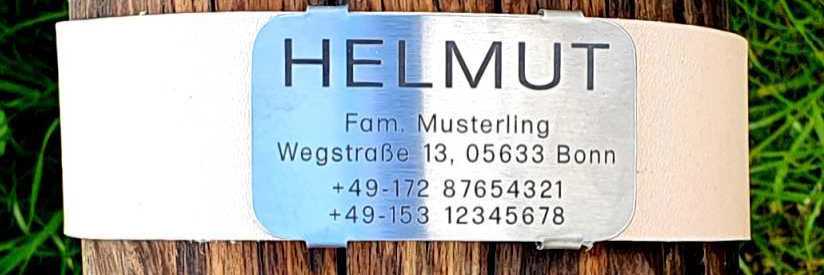 Hundemarke Plakette für dickere Halsbandmaterialien bis Breite 41 mm