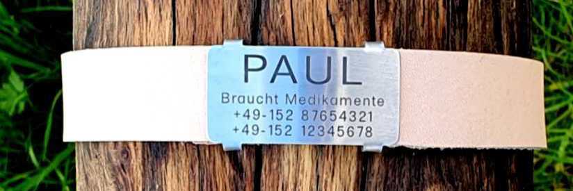 Hundemarke Plakette für dickere Halsbandmaterialien bis Breite 26 mm