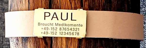 Hundemarke Plakette für dickere Halsbandmaterialien bis Breite 26 mm