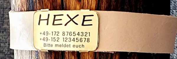 Hundemarke Plakette für dickere Halsbandmaterialien bis Breite 31 mm