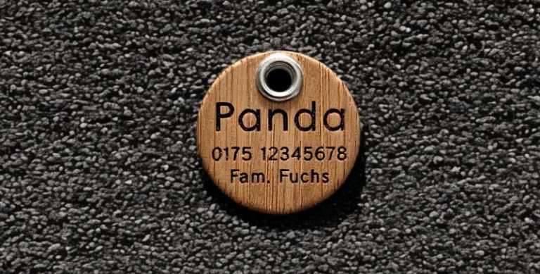 Hundemarke Bambus, 30mm, beidseitig graviert