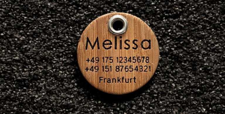 Hundemarke Bambus, 36mm, beidseitig graviert