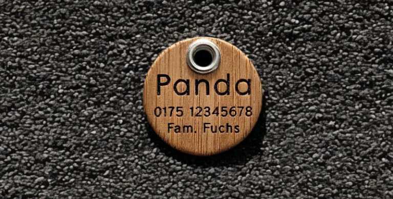 Hundemarke Bambus 30 mm einseitig