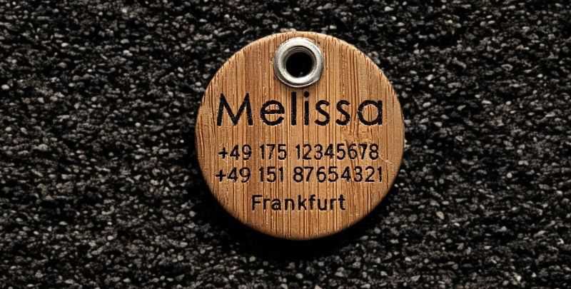 Bambus-Hundemarken 36 mm, einseitig