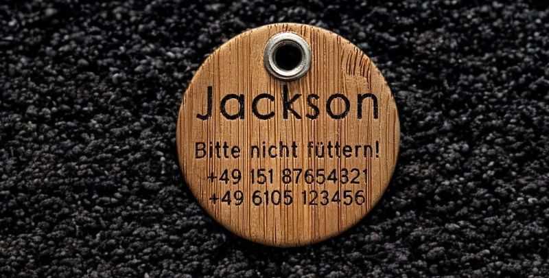 Bambus-Hundemarken 40 mm, einseitig