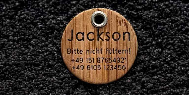 Bambus-Hundemarken 40 mm, einseitig