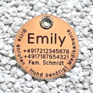 Leder-Hundemarke hell, 40 mm