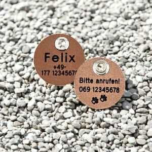 Hundemarke Wasserbüffelleder 25 mm beidseitig